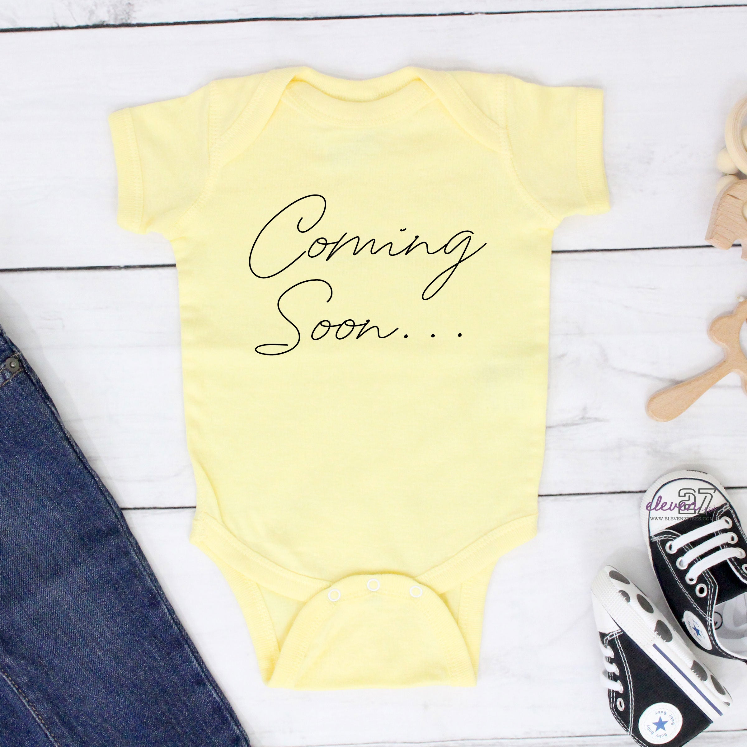 pregnancy announcement bodysuit, coming soon add baby onesie